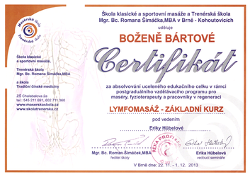 Certifikát - Lymfomasáž